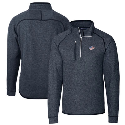 Men's Cutter & Buck Heathered Navy Kansas City Chiefs Big & Tall Mainsail Sweater Knit Half-Zip Pullover Jacket