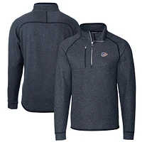 Men's Cutter & Buck Heathered Navy Kansas City Chiefs Big & Tall Mainsail Sweater Knit Half-Zip Pullover Jacket