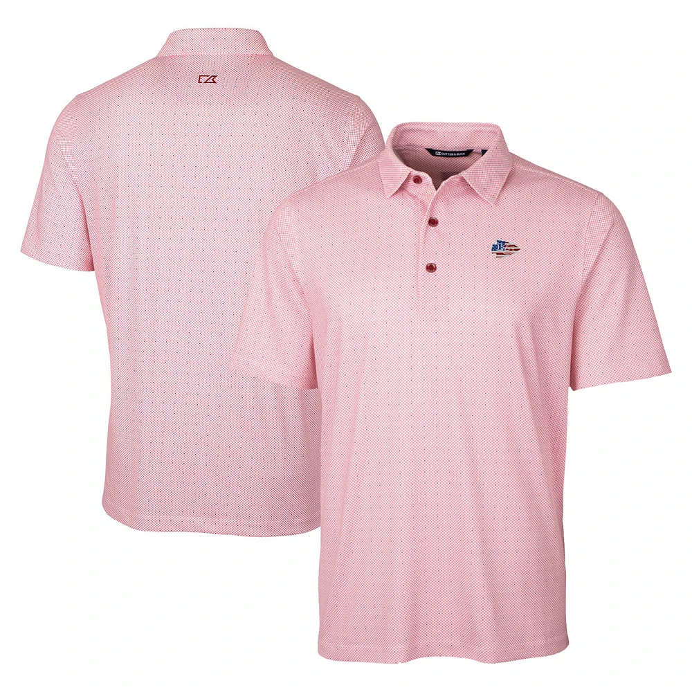 Men's Cutter & Buck Red Kansas City Chiefs Americana Big & Tall Pike Double Dot Print Stretch Polo