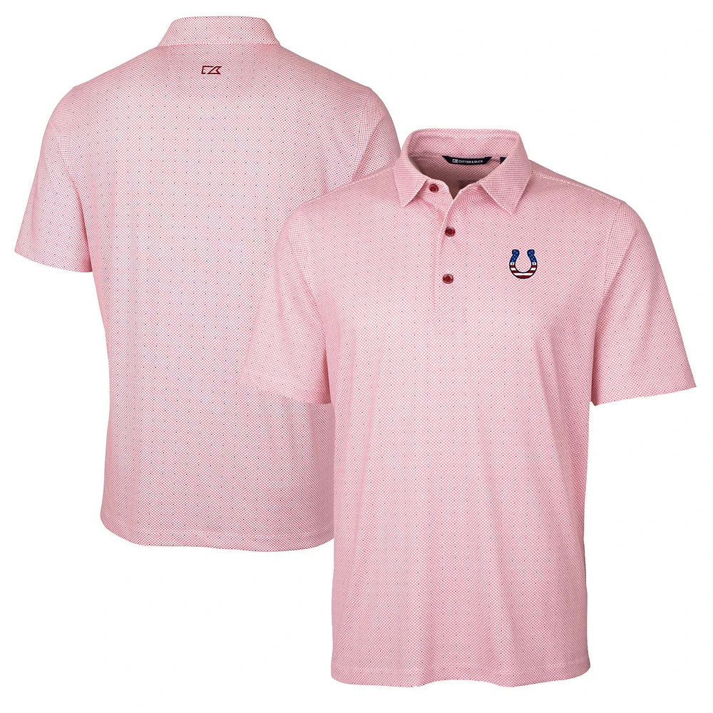 Men's Cutter & Buck Cardinal Indianapolis Colts Big & Tall Pike Double Dot Print Stretch Polo