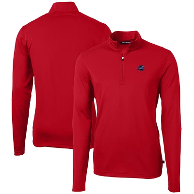 Men's Cutter & Buck Red Miami Dolphins Big & Tall Virtue Eco Pique Recycled Quarter-Zip Jacket