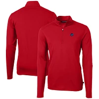 Men's Cutter & Buck Red Miami Dolphins Big & Tall Virtue Eco Pique Recycled Quarter-Zip Jacket
