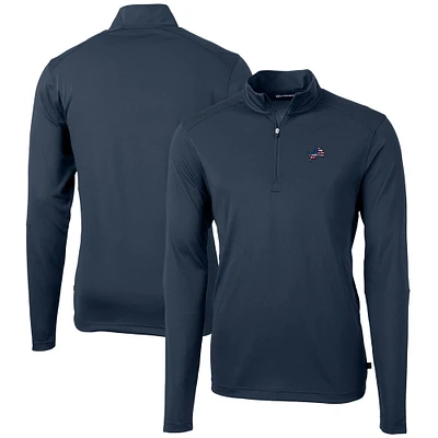 Men's Cutter & Buck Navy Detroit Lions Big & Tall Virtue Eco Pique Recycled Quarter-Zip Jacket