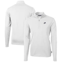 Men's Cutter & Buck White Detroit Lions Big & Tall Virtue Eco Pique Recycled Quarter-Zip Jacket