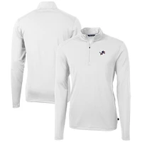 Men's Cutter & Buck White Detroit Lions Big & Tall Virtue Eco Pique Recycled Quarter-Zip Jacket