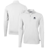Men's Cutter & Buck White Green Bay Packers Big & Tall Virtue Eco Pique Recycled Quarter-Zip Jacket