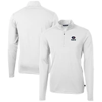 Men's Cutter & Buck White Green Bay Packers Big & Tall Virtue Eco Pique Recycled Quarter-Zip Jacket
