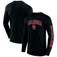 Men's Fanatics Oklahoma Sooners Distressed Arch Over Logo Long Sleeve T-Shirt