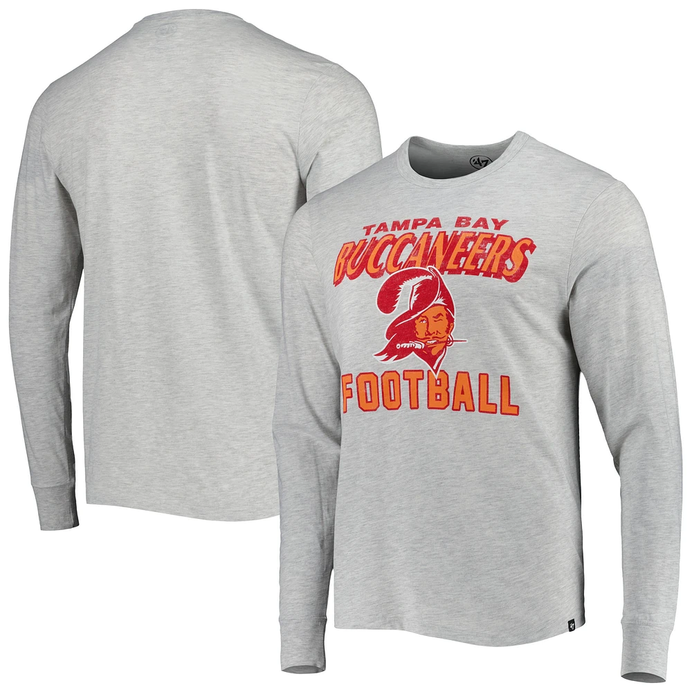 Men's '47 Heathered Gray Tampa Bay Buccaneers Dozer Franklin Long Sleeve T-Shirt