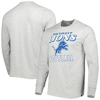 Men's '47 Heathered Gray Detroit Lions Dozer Franklin Long Sleeve T-Shirt