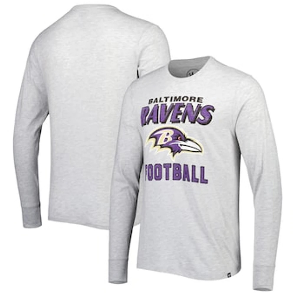 Men's '47 Heathered Gray Baltimore Ravens Dozer Franklin Long Sleeve T-Shirt