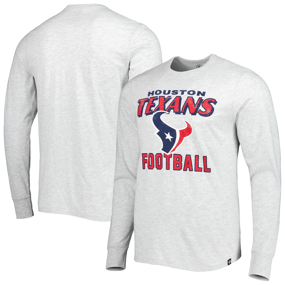 Men's '47 Heathered Gray Houston Texans Dozer Franklin Long Sleeve T-Shirt