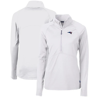 Women's Cutter & Buck White New England Patriots Adapt Eco Knit Stretch Recycled Half-Zip Pullover Top