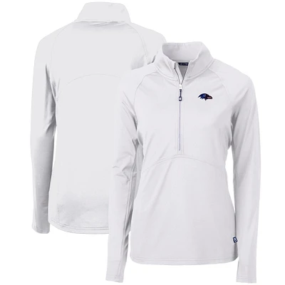Women's Cutter & Buck White Baltimore Ravens Adapt Eco Knit Stretch Recycled Half-Zip Pullover Top