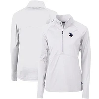 Women's Cutter & Buck White Minnesota Vikings Adapt Eco Knit Stretch Recycled Half-Zip Pullover Top