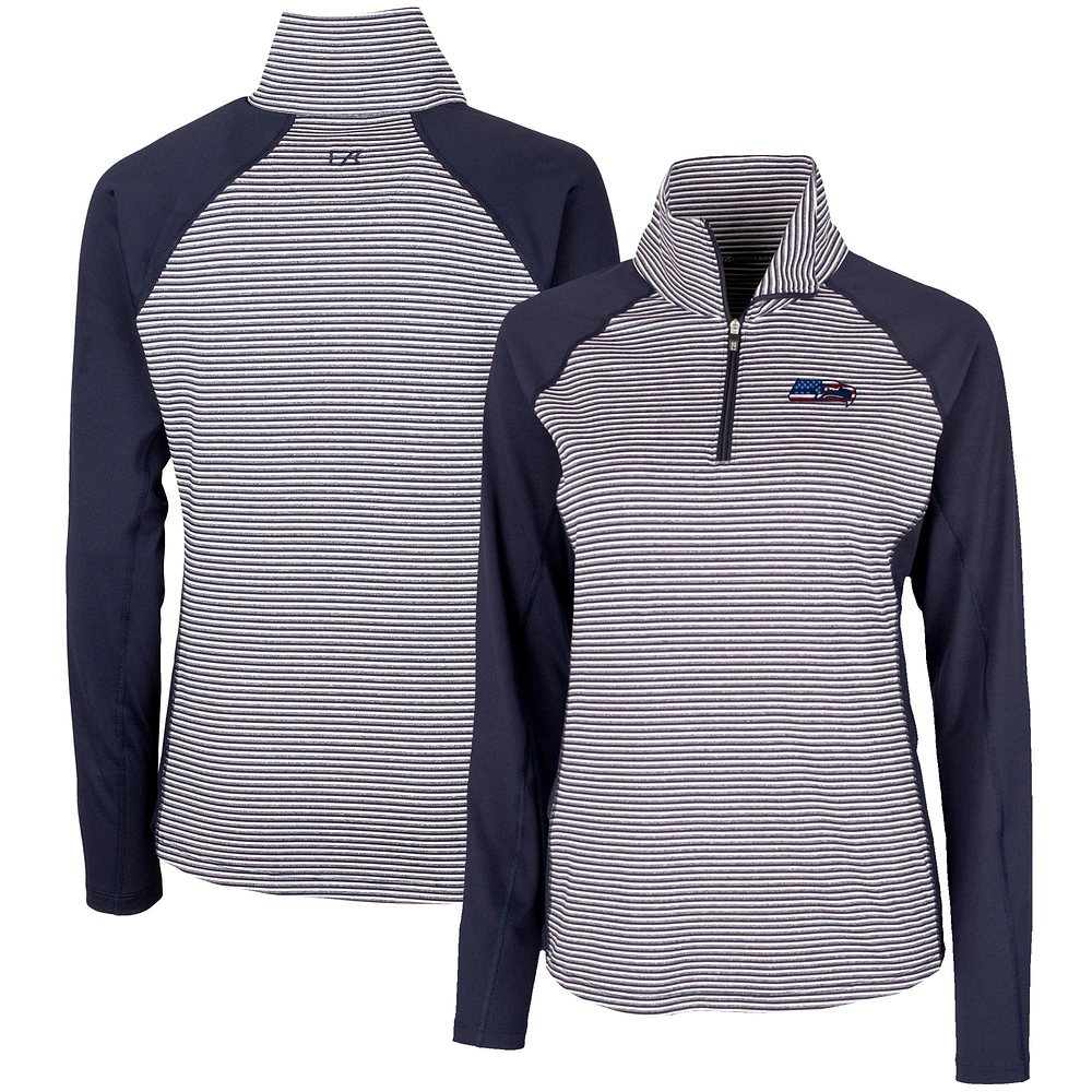 Women's Cutter & Buck Navy Seattle Seahawks Forge Tonal Half-Zip Top