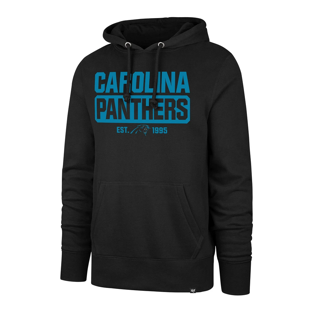 Men's '47 Black Carolina Panthers Box Out Headline Pullover Hoodie