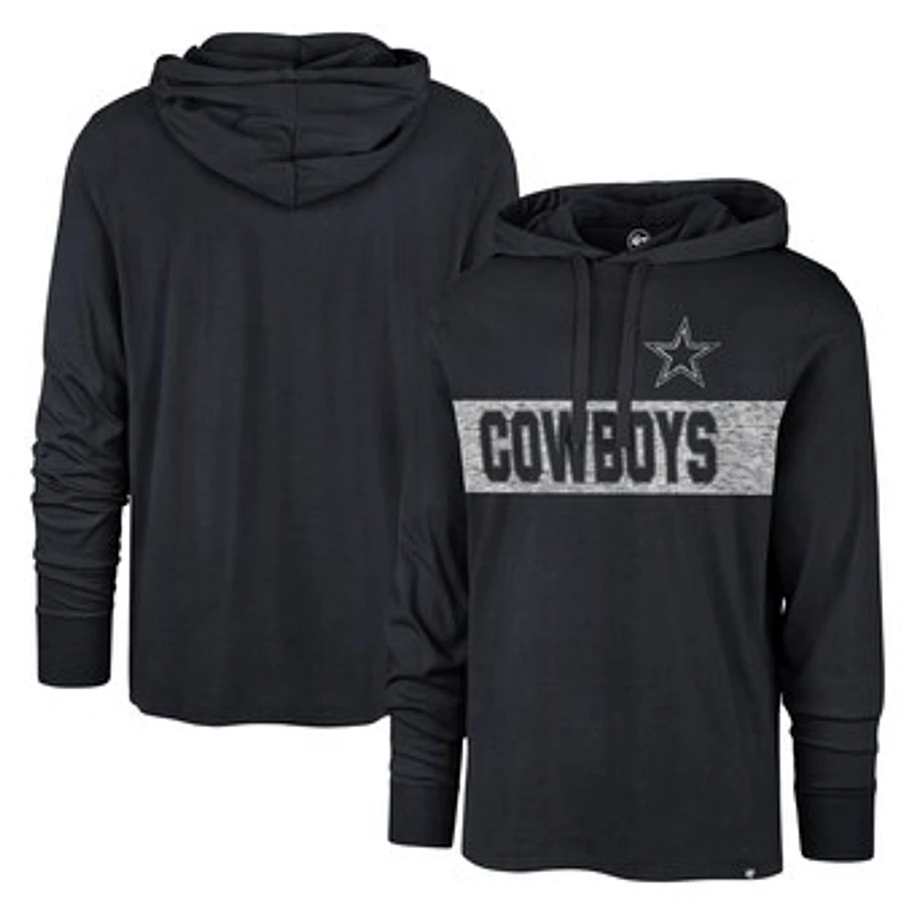 Men's '47 Navy Dallas Cowboys Field Franklin Hooded Long Sleeve T-Shirt