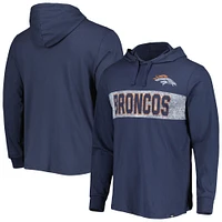 Men's '47 Navy Denver Broncos Field Franklin Hooded Long Sleeve T-Shirt