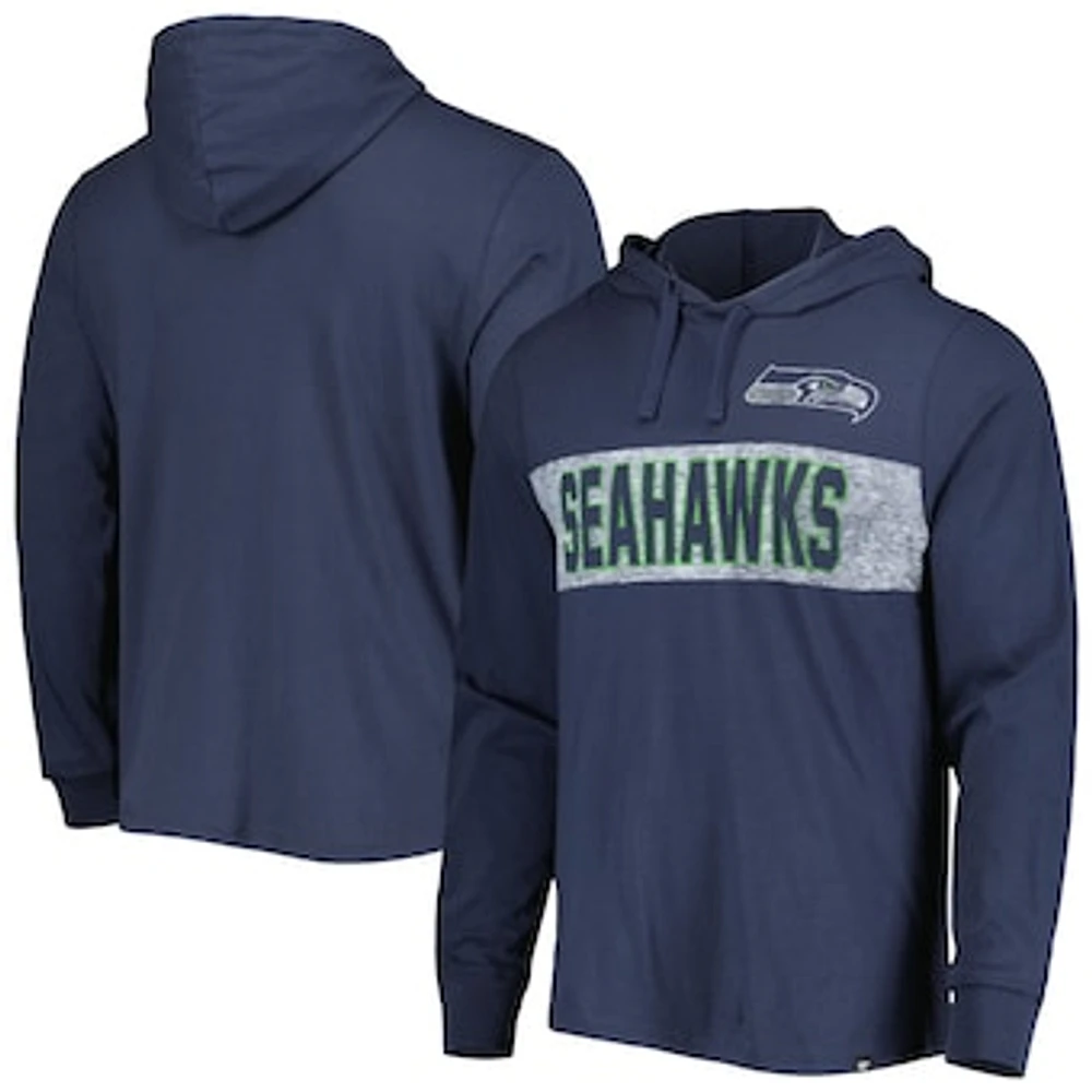 Men's '47 College Navy Seattle Seahawks  Field Franklin Hooded Long Sleeve T-Shirt