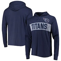 Men's '47 Navy Tennessee Titans Field Franklin Hooded Long Sleeve T-Shirt