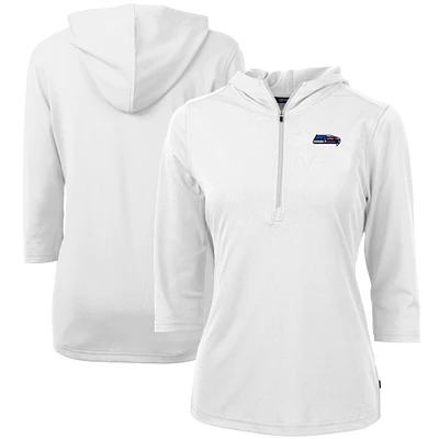 Women's Cutter & Buck White Seattle Seahawks Virtue Eco Pique 3/4 Sleeve Half-Zip Pullover Hoodie