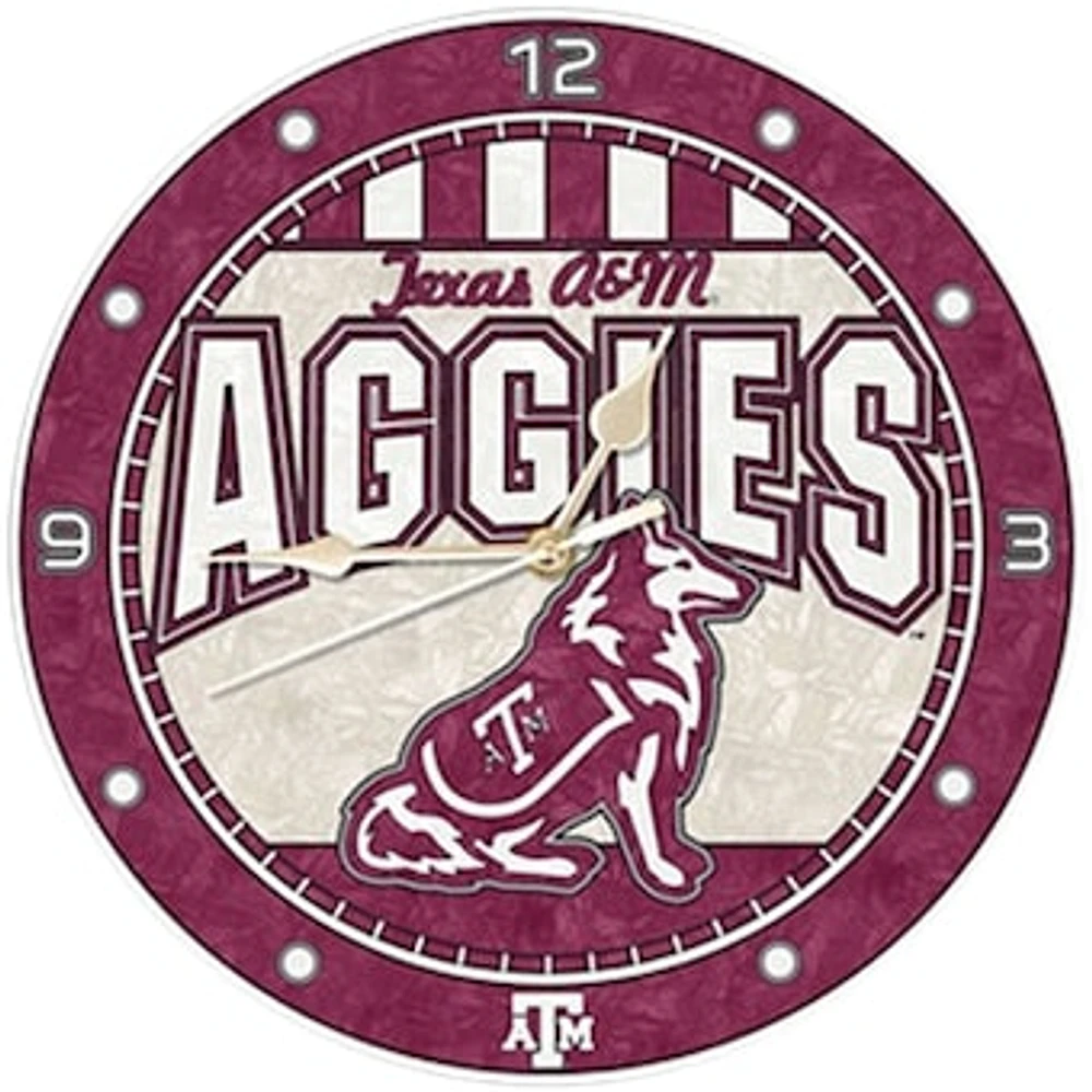 Texas A&M Aggies 12" Art-Glass Wall Clock