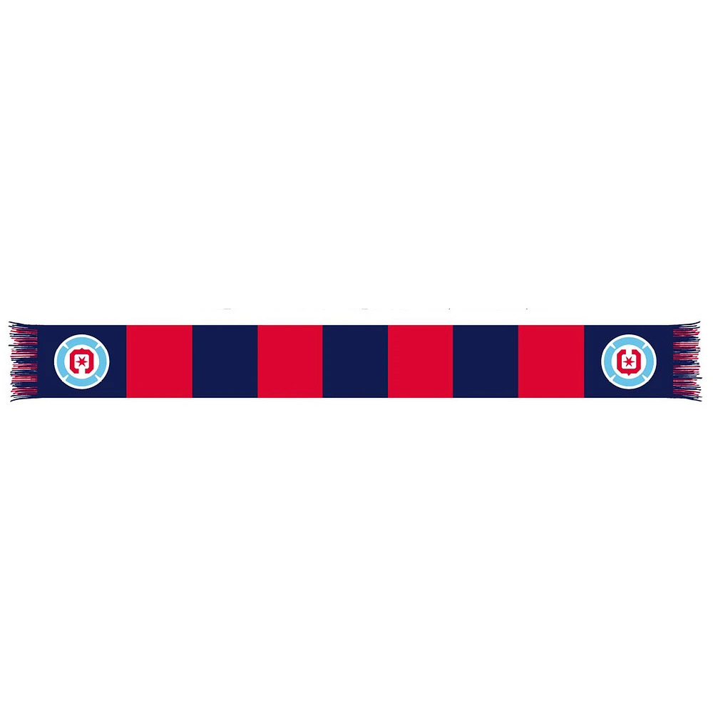 Navy/Red Chicago Fire Team Bar Knit Scarf