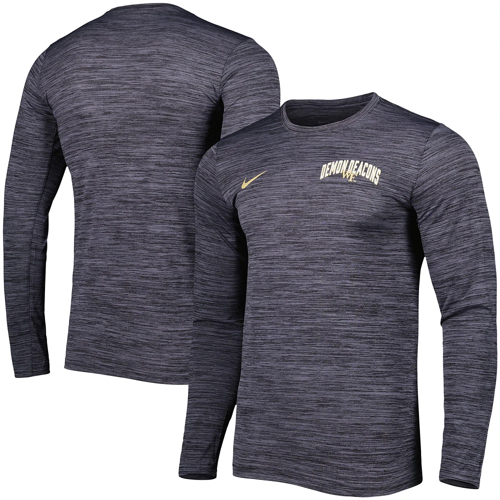 Men's Nike Black Wake Forest Demon Deacons Velocity Performance Long Sleeve T-Shirt