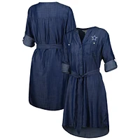 Women's Tommy Bahama Denim Dallas Cowboys Mission Beach Indigo Button-Up Long Sleeve Dress