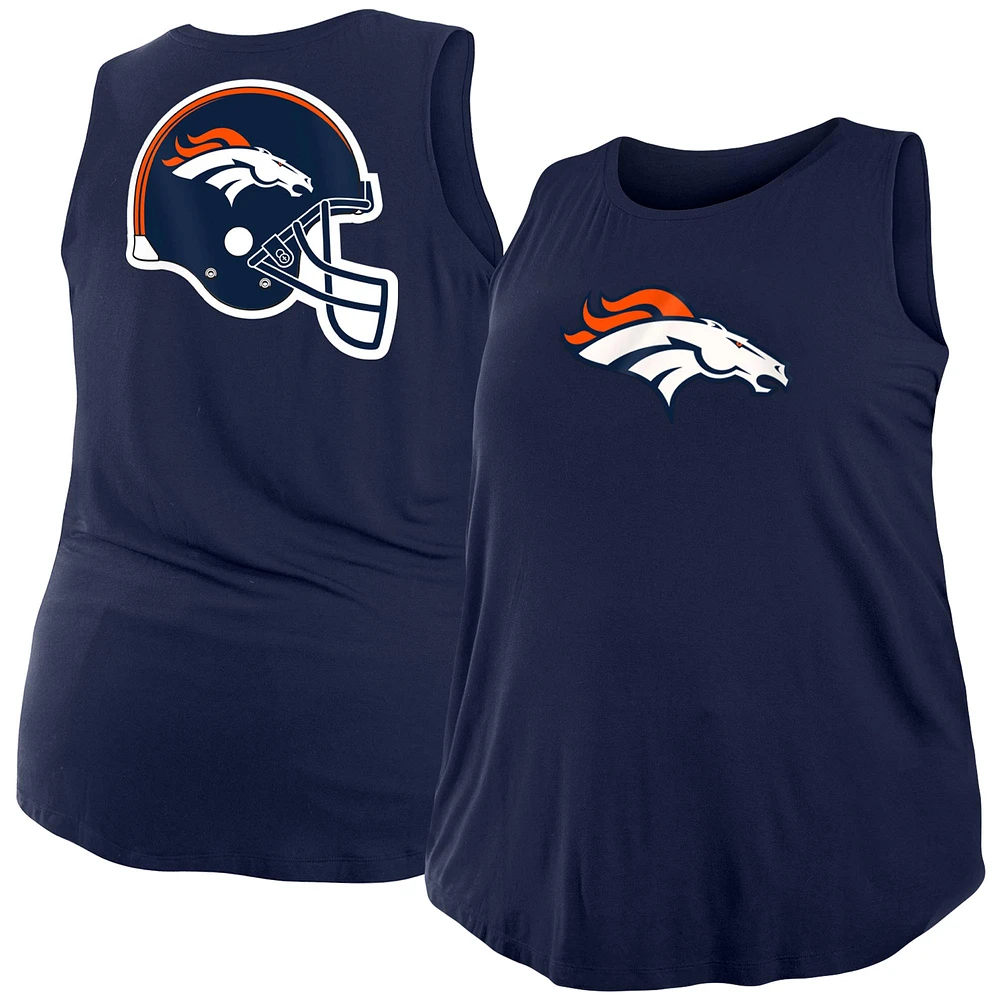 Women's New Era Navy Denver Broncos Plus Tank Top