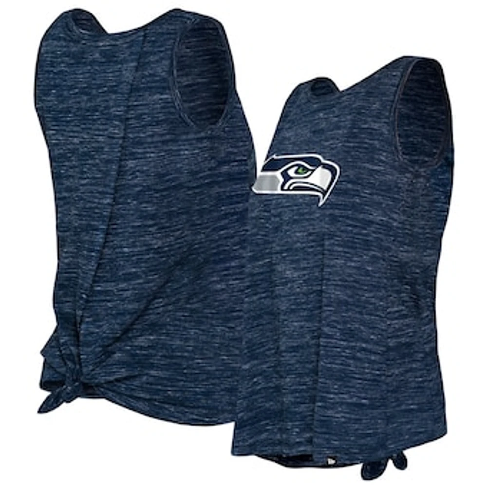 Women's New Era College Navy Seattle Seahawks Space Dye Tie-Back Tank Top