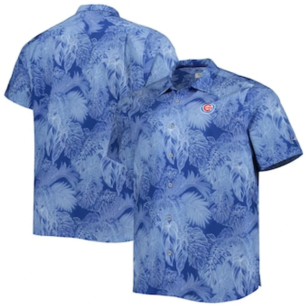 Men's Tommy Bahama Royal Chicago Cubs Big & Tall Luminescent Fronds Camp IslandZone Button-Up Shirt