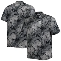 Men's Tommy Bahama Black Chicago White Sox Big & Tall Luminescent Fronds Camp IslandZone Button-Up Shirt