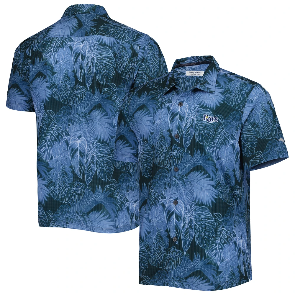 Men's Tommy Bahama Blue Tampa Bay Rays Coast Luminescent Fronds IslandZone Button-Up Camp Shirt