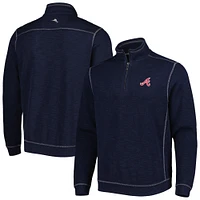 Men's Tommy Bahama Blue Atlanta Braves Tobago Bay Tri-Blend Quarter-Zip Sweatshirt