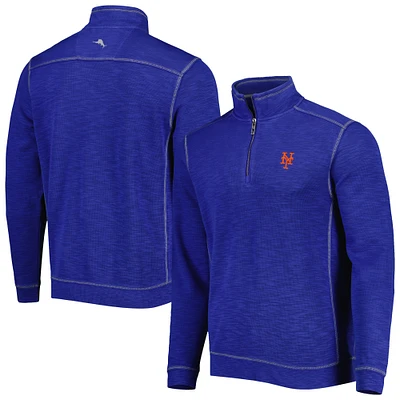 Men's Tommy Bahama Royal New York Mets Tobago Bay Tri-Blend Quarter-Zip Sweatshirt