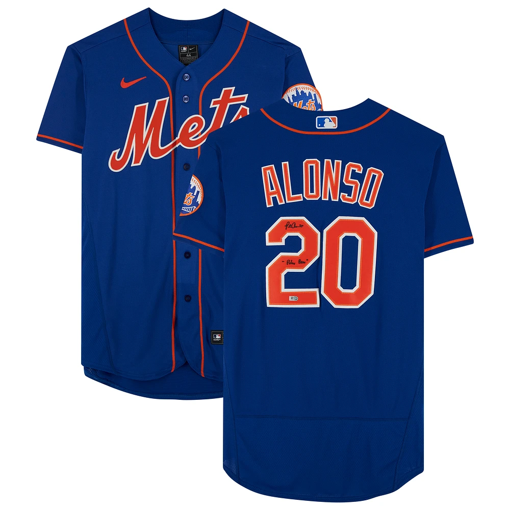 Pete Alonso Blue New York Mets Autographed Nike Authentic Jersey with "Polar Bear" Inscription