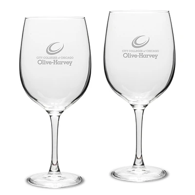Olive-Harvey College Purple Panthers 19oz. 2-Piece Traditional Robusto Red Wine Table Glass Set