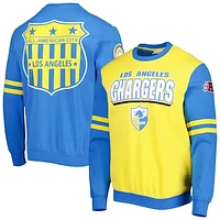 Men's Mitchell & Ness Gold Los Angeles Chargers All Over 2.0 Pullover Sweatshirt