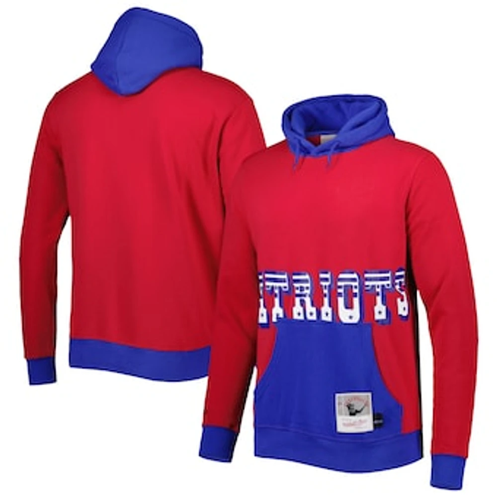 Men's Mitchell & Ness Red New England Patriots Big Face 5.0 Pullover Hoodie