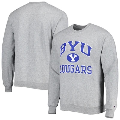 Men's Champion Heather Gray BYU Cougars High Motor Pullover Sweatshirt