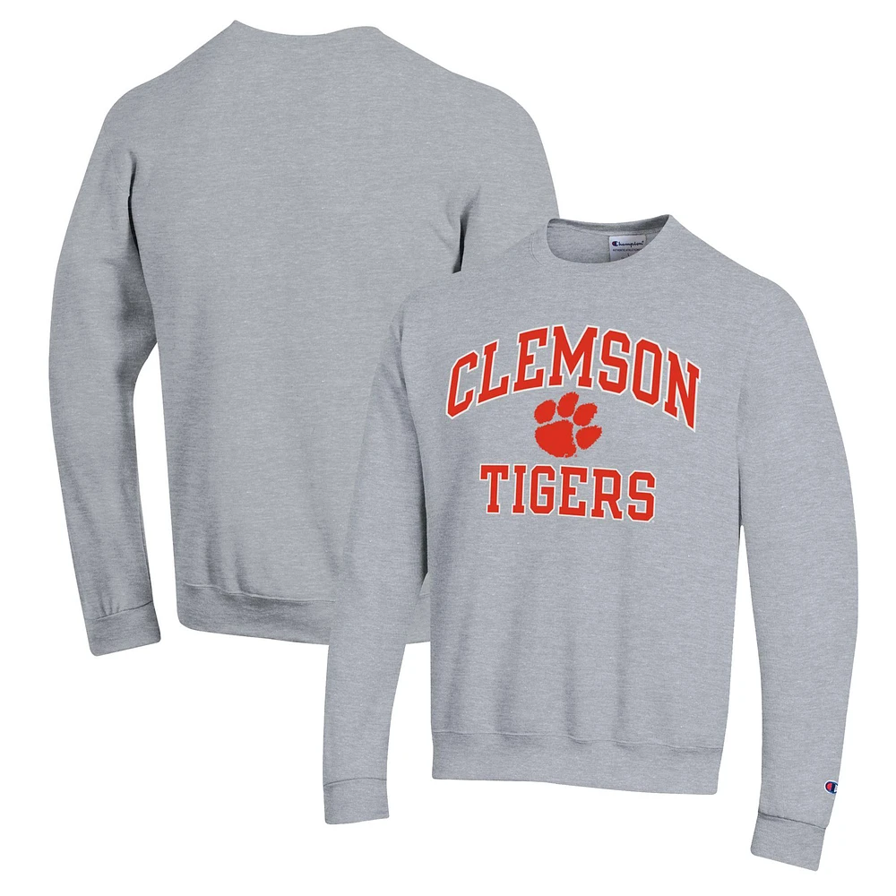 Men's Champion Heather Gray Clemson Tigers High Motor Pullover Sweatshirt