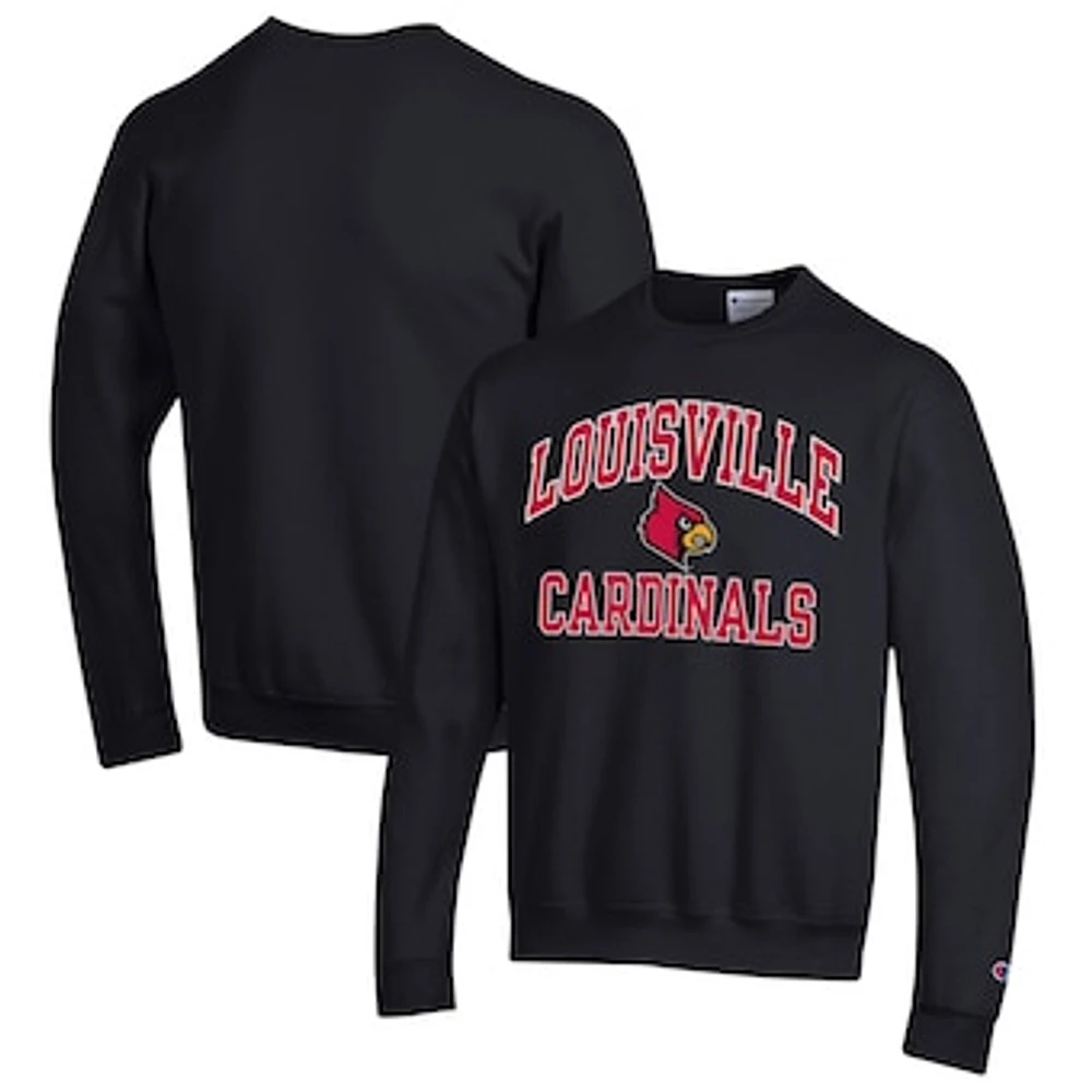 Men's Champion Black Louisville Cardinals High Motor Pullover Sweatshirt