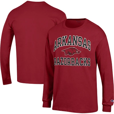 Men's Champion Cardinal Arkansas Razorbacks High Motor Long Sleeve T-Shirt