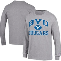 Men's Champion Heather Gray BYU Cougars High Motor Long Sleeve T-Shirt