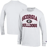 Men's Champion White Georgia Bulldogs High Motor Long Sleeve T-Shirt