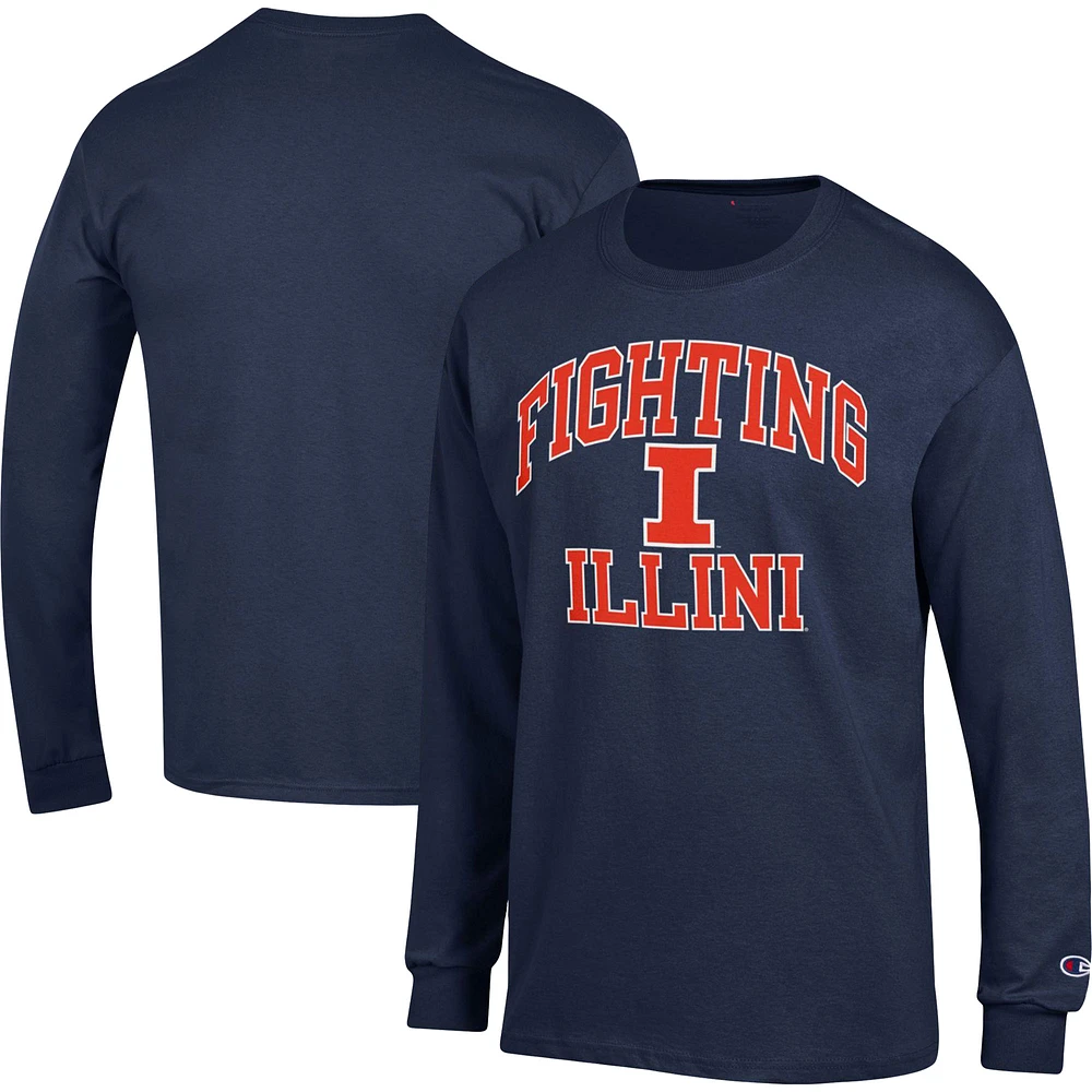 Men's Champion Navy Illinois Fighting Illini High Motor Long Sleeve T-Shirt