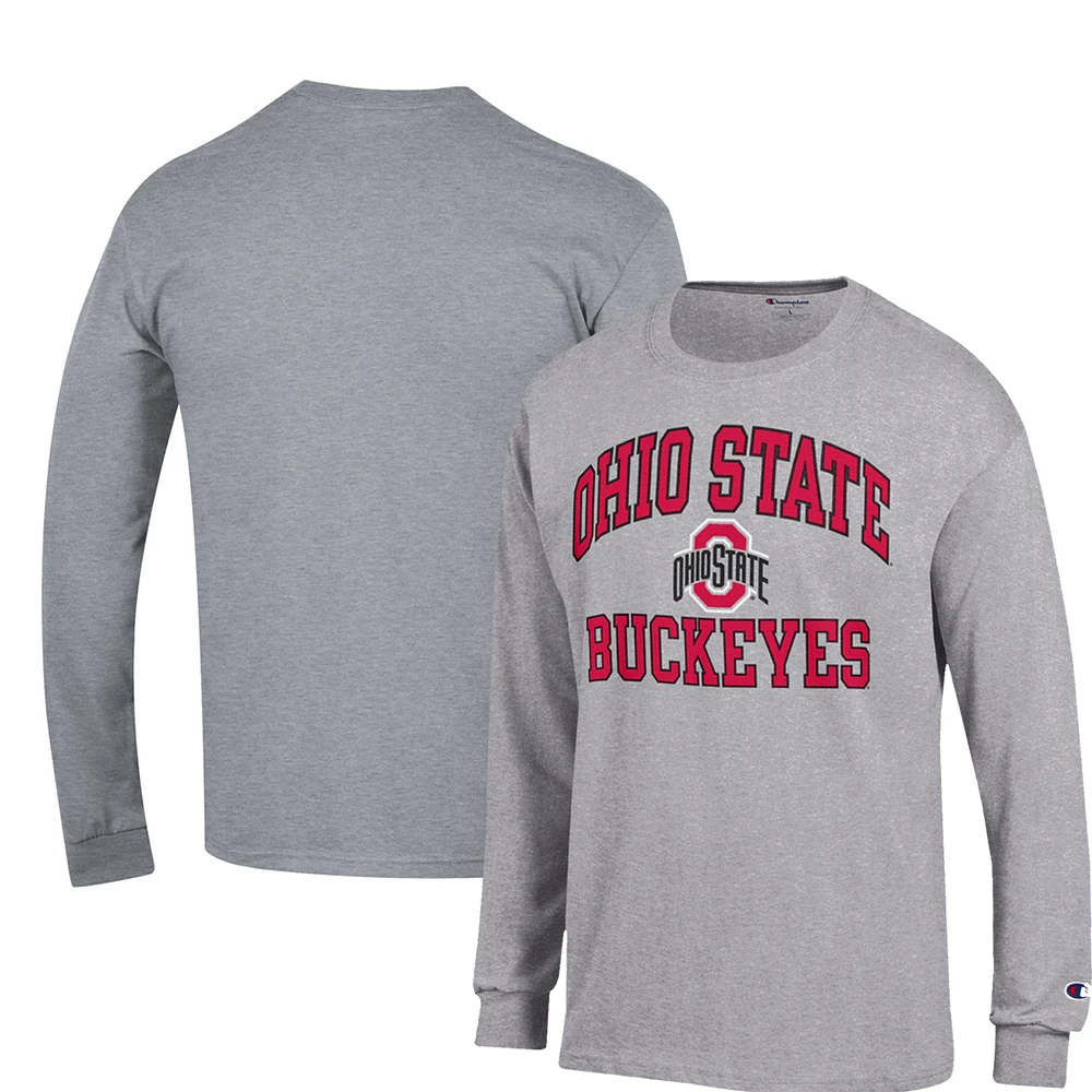 Men's Champion Heather Gray Ohio State Buckeyes High Motor Long Sleeve T-Shirt