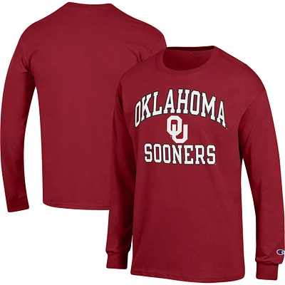 Men's Champion Crimson Oklahoma Sooners High Motor Long Sleeve T-Shirt